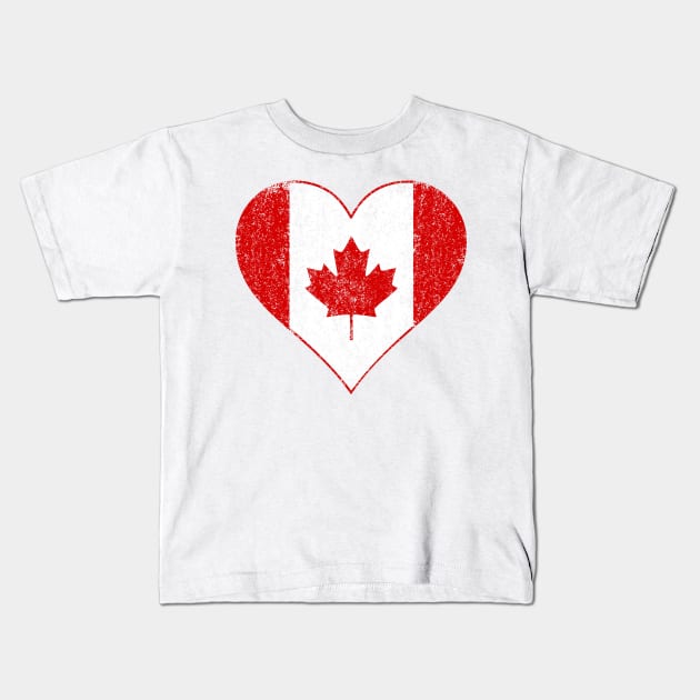 Vintage I love Canada heart flag Kids T-Shirt by Cute Tees Kawaii